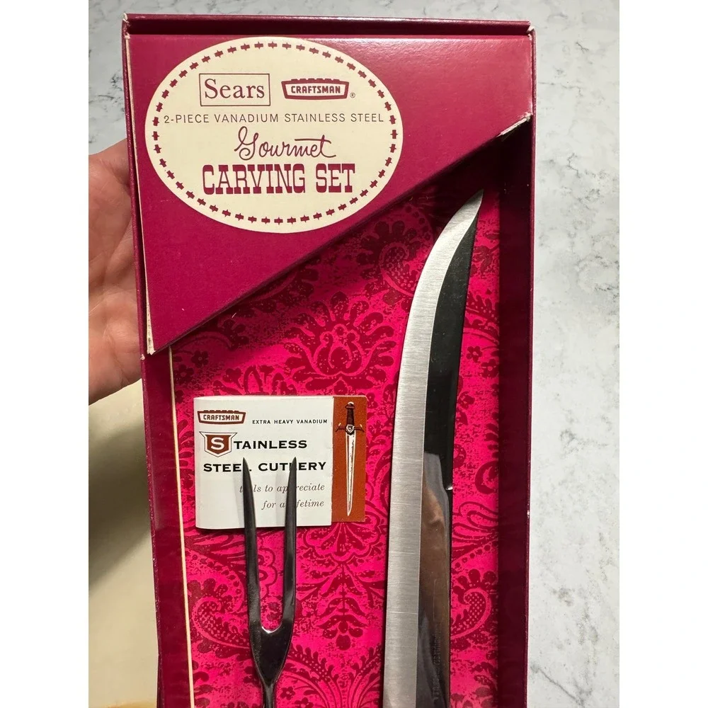 Sears Craftsman Gourmet Vintage Carving Set 2-Piece Vanadium Stainless Steel USA